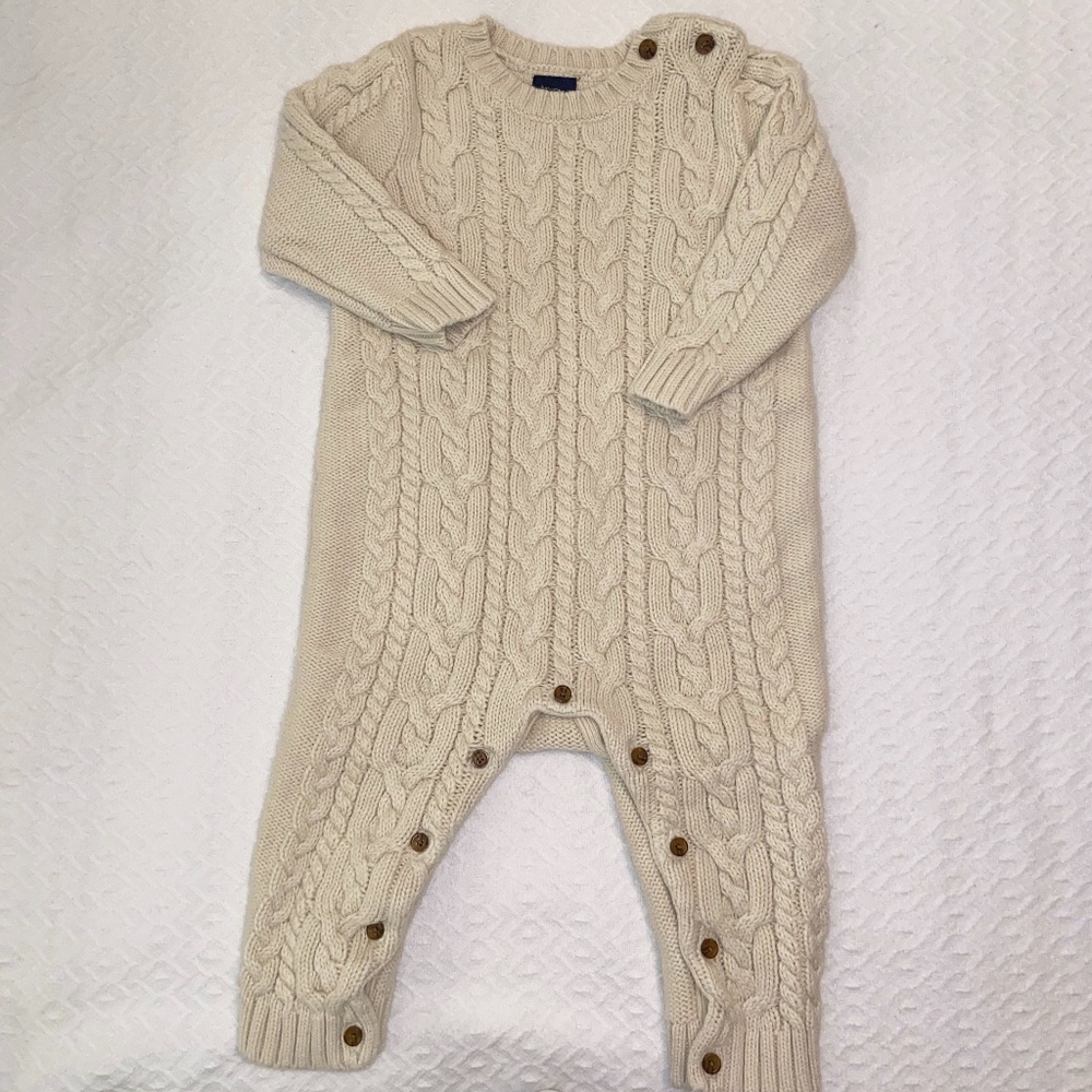 Baby Gap Cable Knit Long Sleeve Sweater Romper